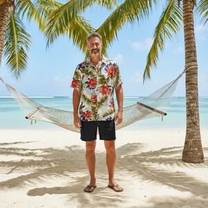 Superdry Beach Casuals Mens Medium Tropical Floral Button Down Shirt M4010620A